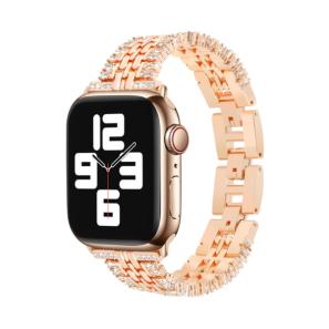 Pretty Strap Luxy Apple Watch Band Compatible with Apple WATCH SE Series 8 7 6 5 4 3 2 1,  Stainless Steel Metal Rose Gold for Women